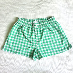 Love Peace & Lazy Days Green White Plaid Boxer Sleep Shorts 100% Cotton Womens M